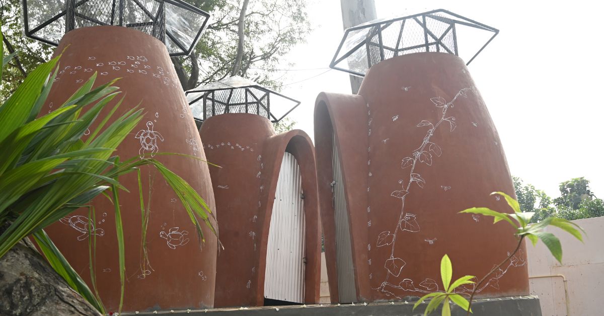 The team constructed three toilets and an open bath area at the school campus. 