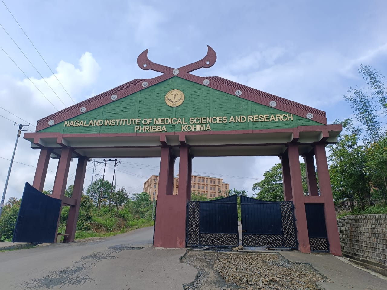 Entrance view of the Nagaland Institute of Medical Sciences and Research (NIMSR) in Kohima. It was inaugurated in 2023.