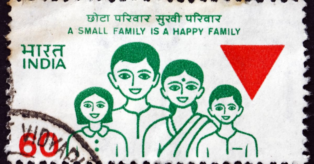 A stamp printed in India shows Family, Family Planning, circa 1987.