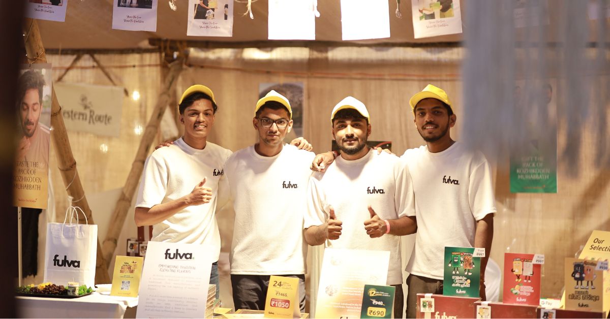 The four friends at a Fulva pop-up store.