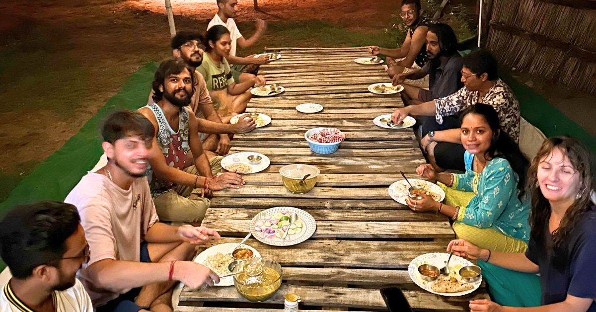 A group enjoying a meal at Vinyasa Earth, as the food there is a celebration of local produce and Rajasthani flavours