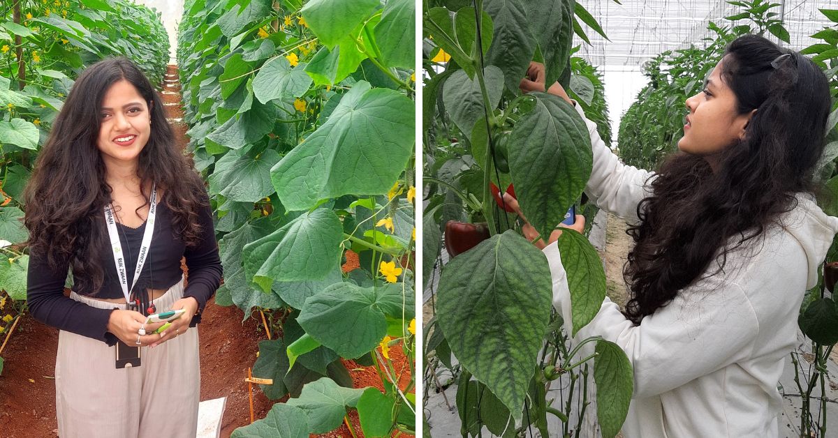 Anushka poses for pictures in her farm.