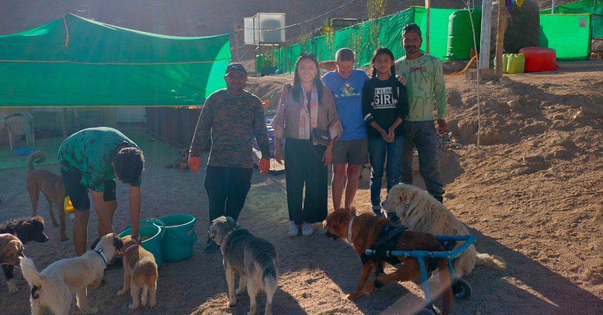 Semchan Welfare Society Team at the dog shelter in Leh, Ladakh.