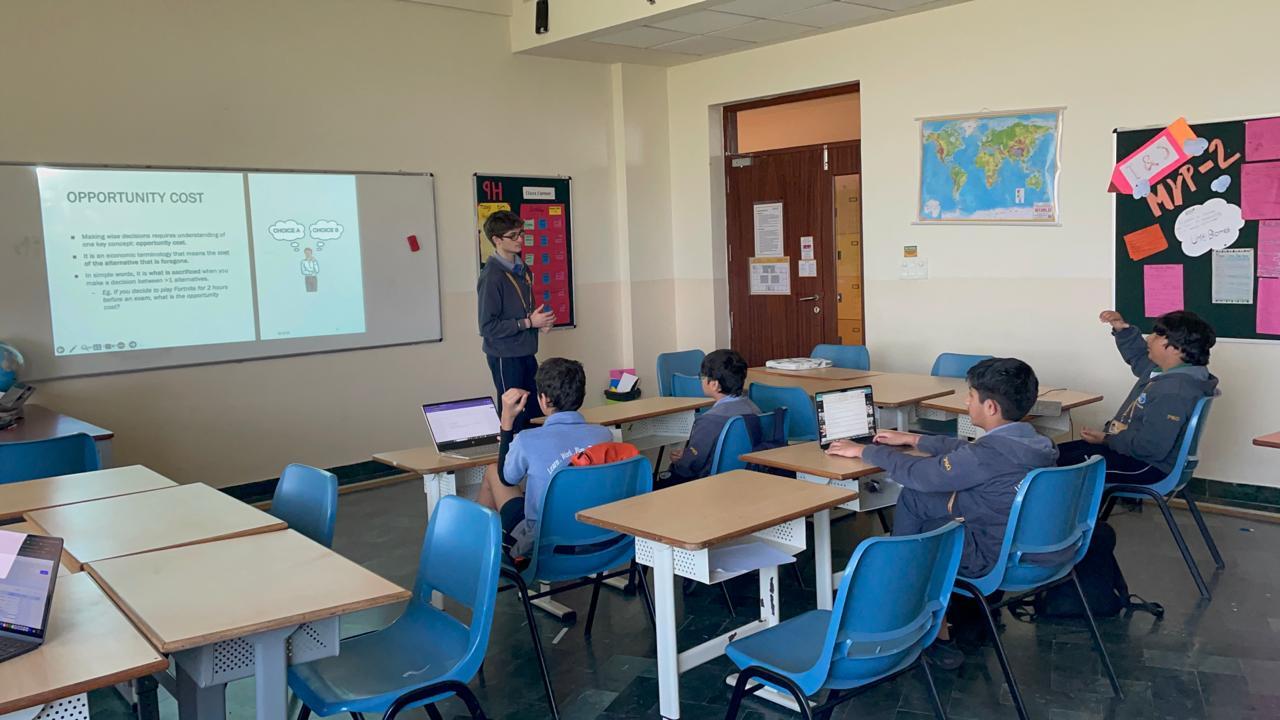 Aryan with few of his students in a Launchpad classroom