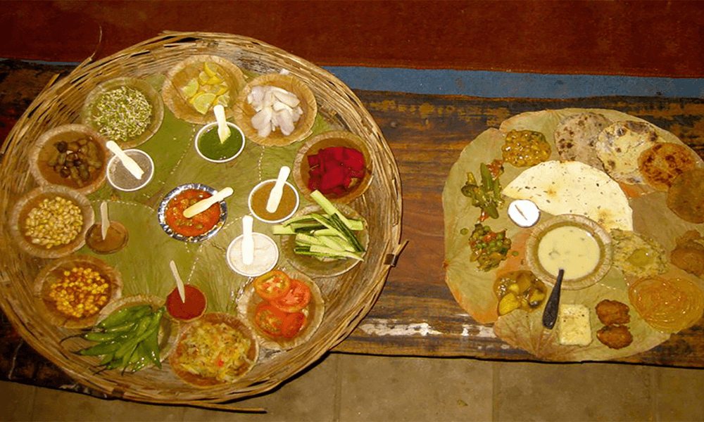 Vishalla encourages guests to engage in a traditional Gujarati meal through a sensory experience