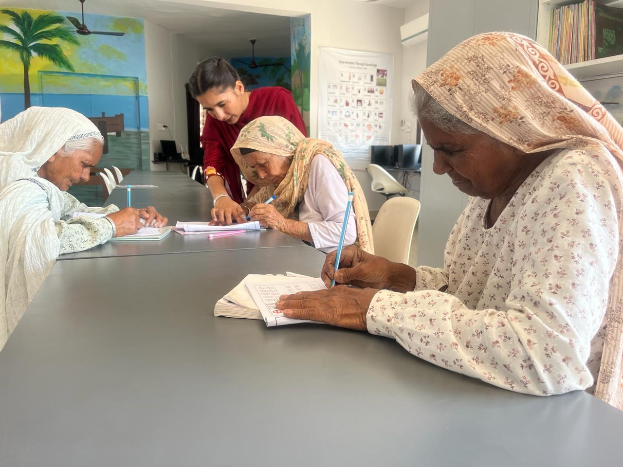 Many elderly students in Bebe Bapu School have started teaching children at home