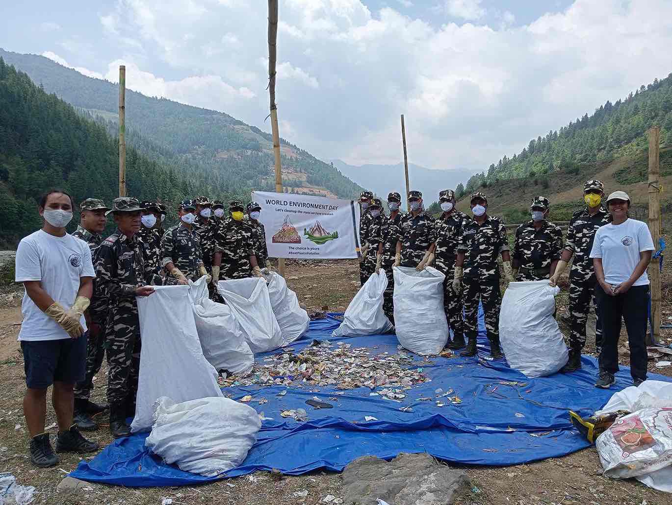 A cleanup drive with SSB, Dirang, on World Environment Day, in 2023