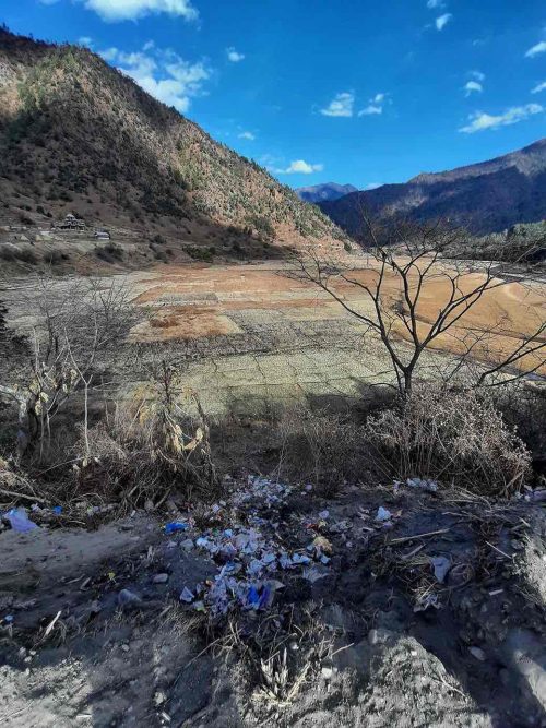 Unsegregated waste marred the pristine landscape of Sangti