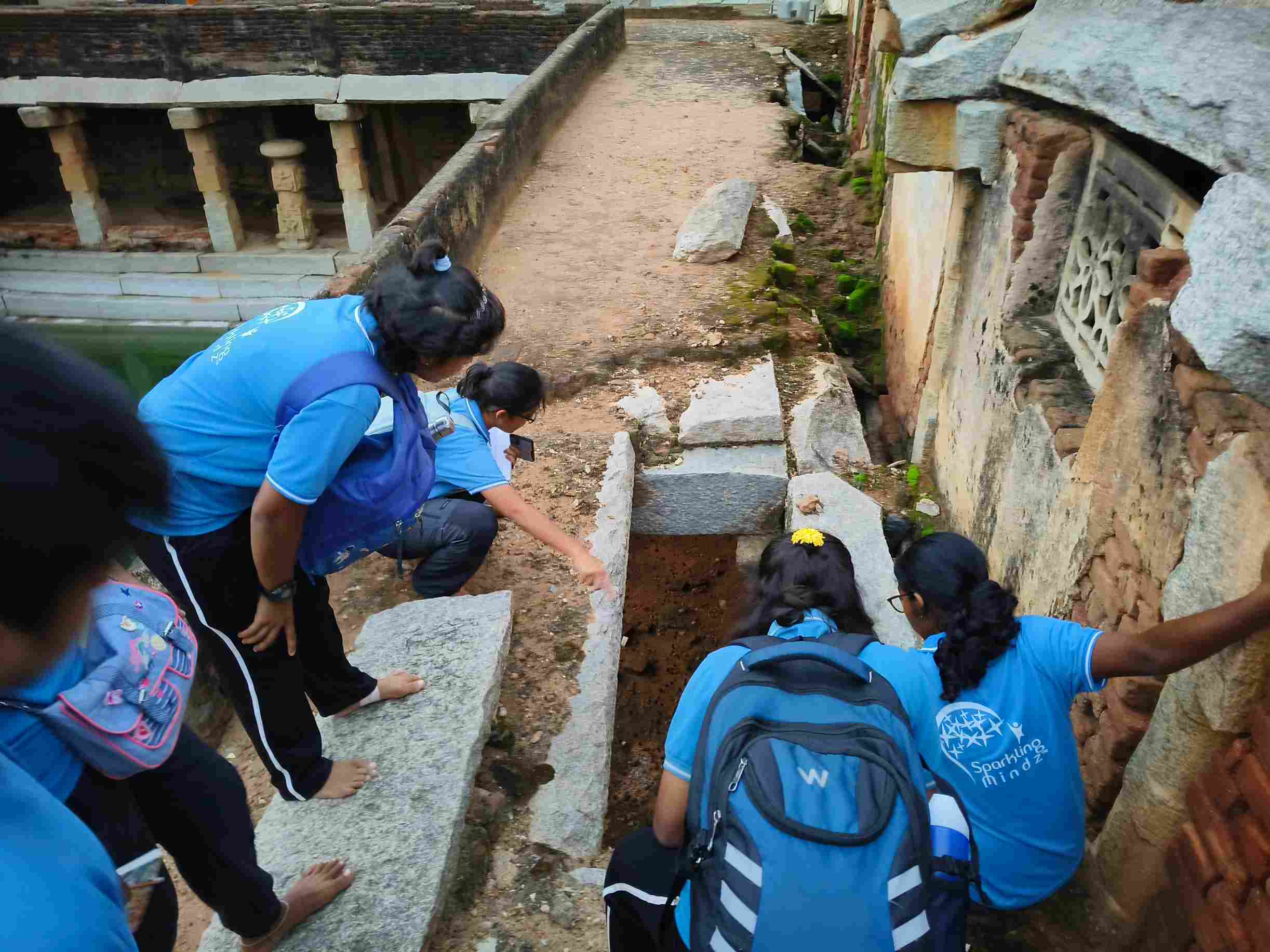 Students of Sparkling Mindz on a 'Child in the City' walk to guage the water problems of Bengaluru from the grassroots.