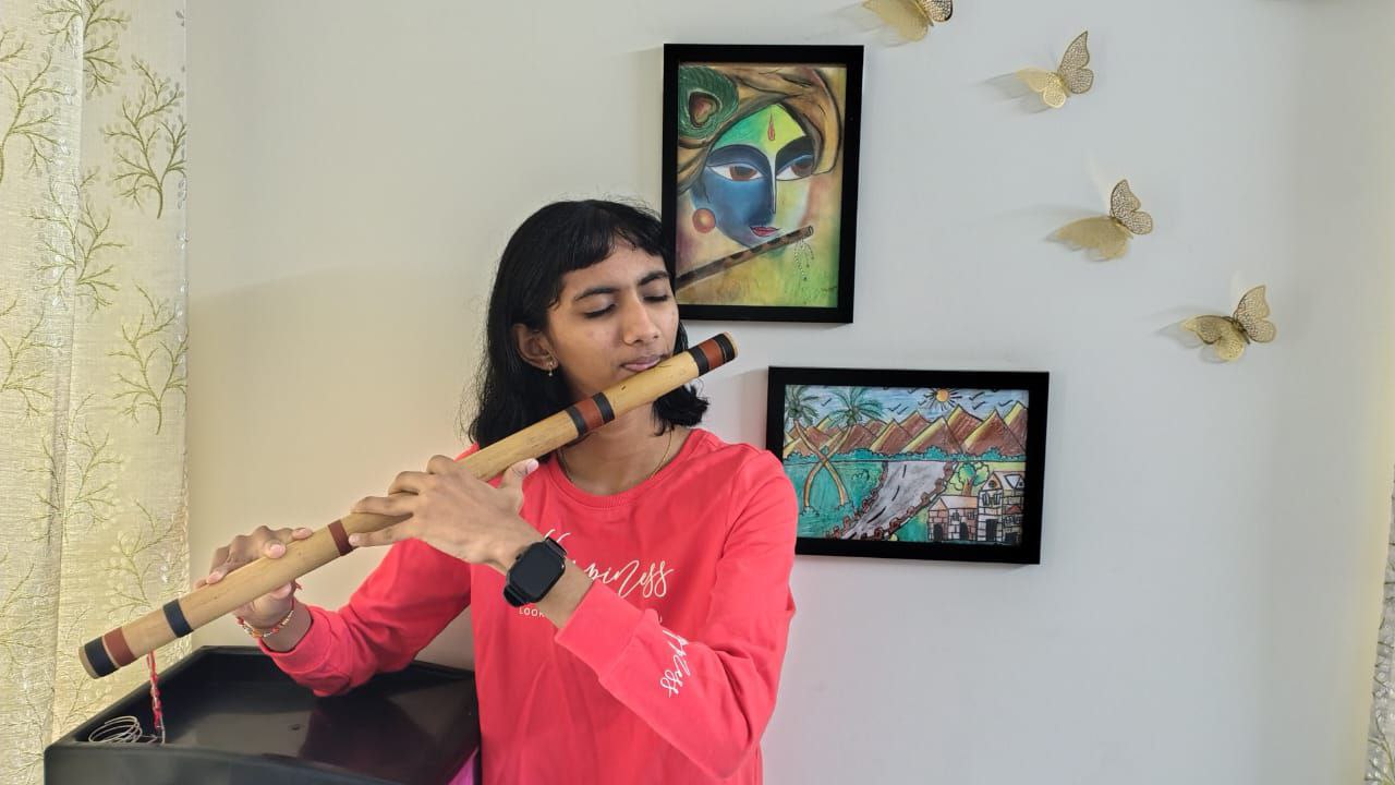 Vaishnavi Anantha has been homeschooling for five years now and is engaged in many activities including playing the flute