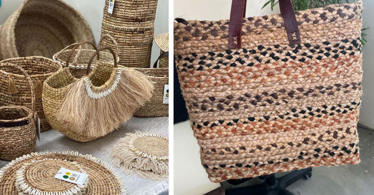 Products made using banana fibre.