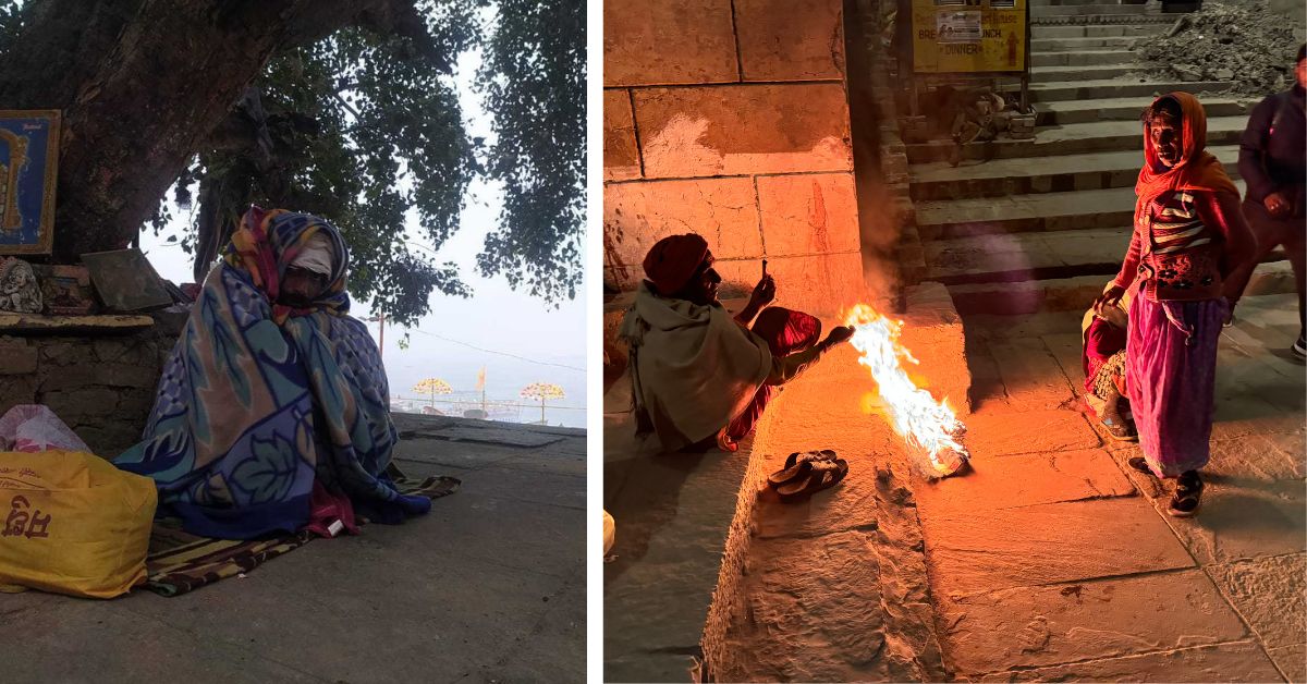 Thousands of homeless people live on the Ganga ghats because they have been abandoned by their families 