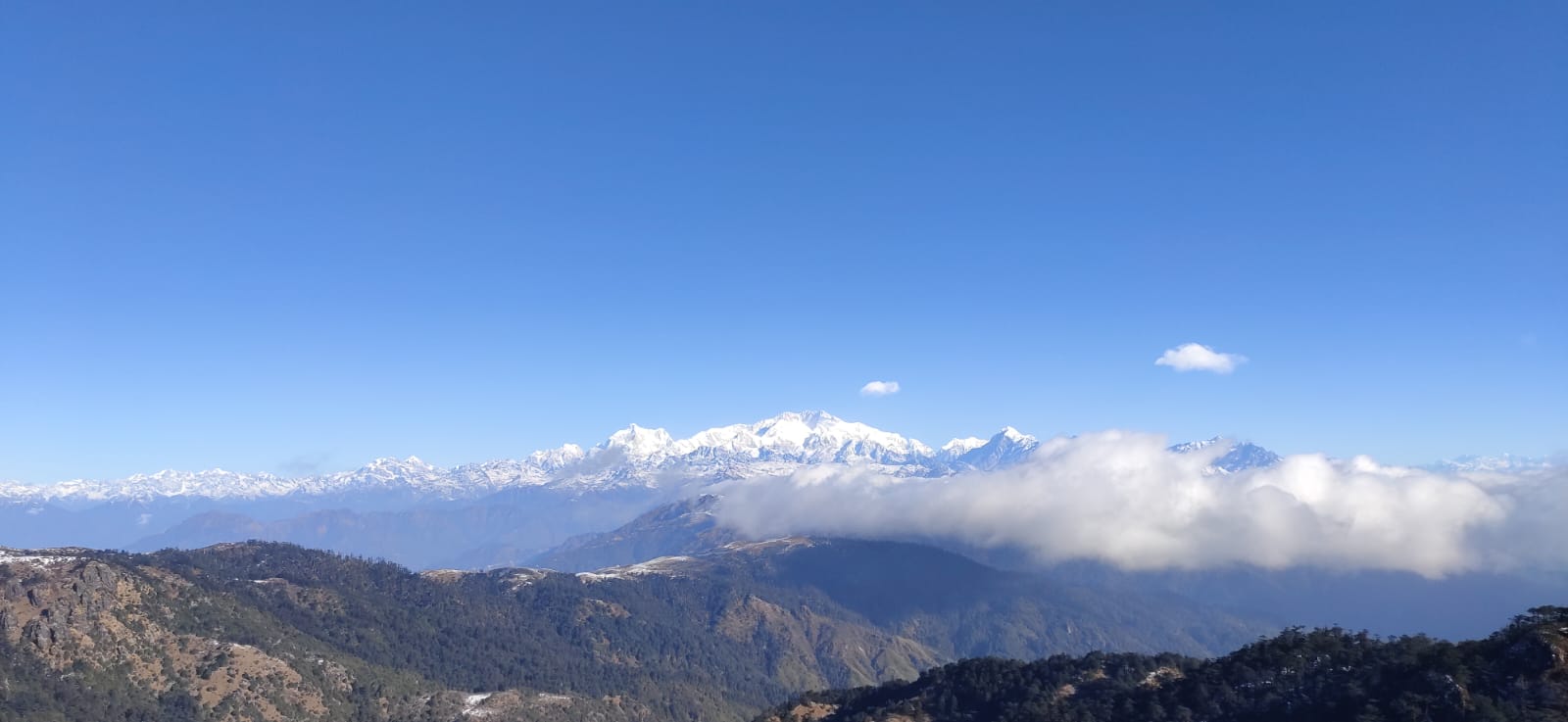 The outline of the Kanchendzonga range resembling 'The Sleeping Buddha'