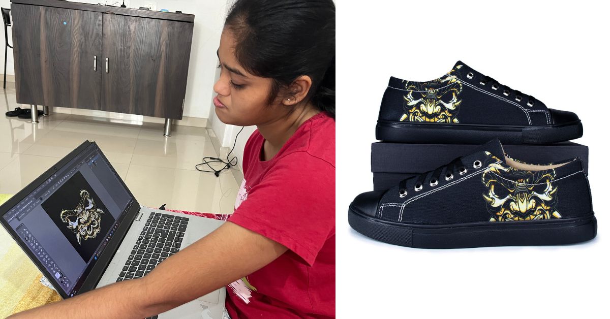 a digital design is printed on the shoes