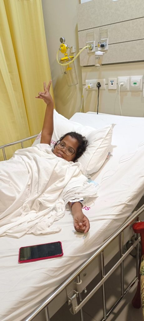 Parameswari in a hospital