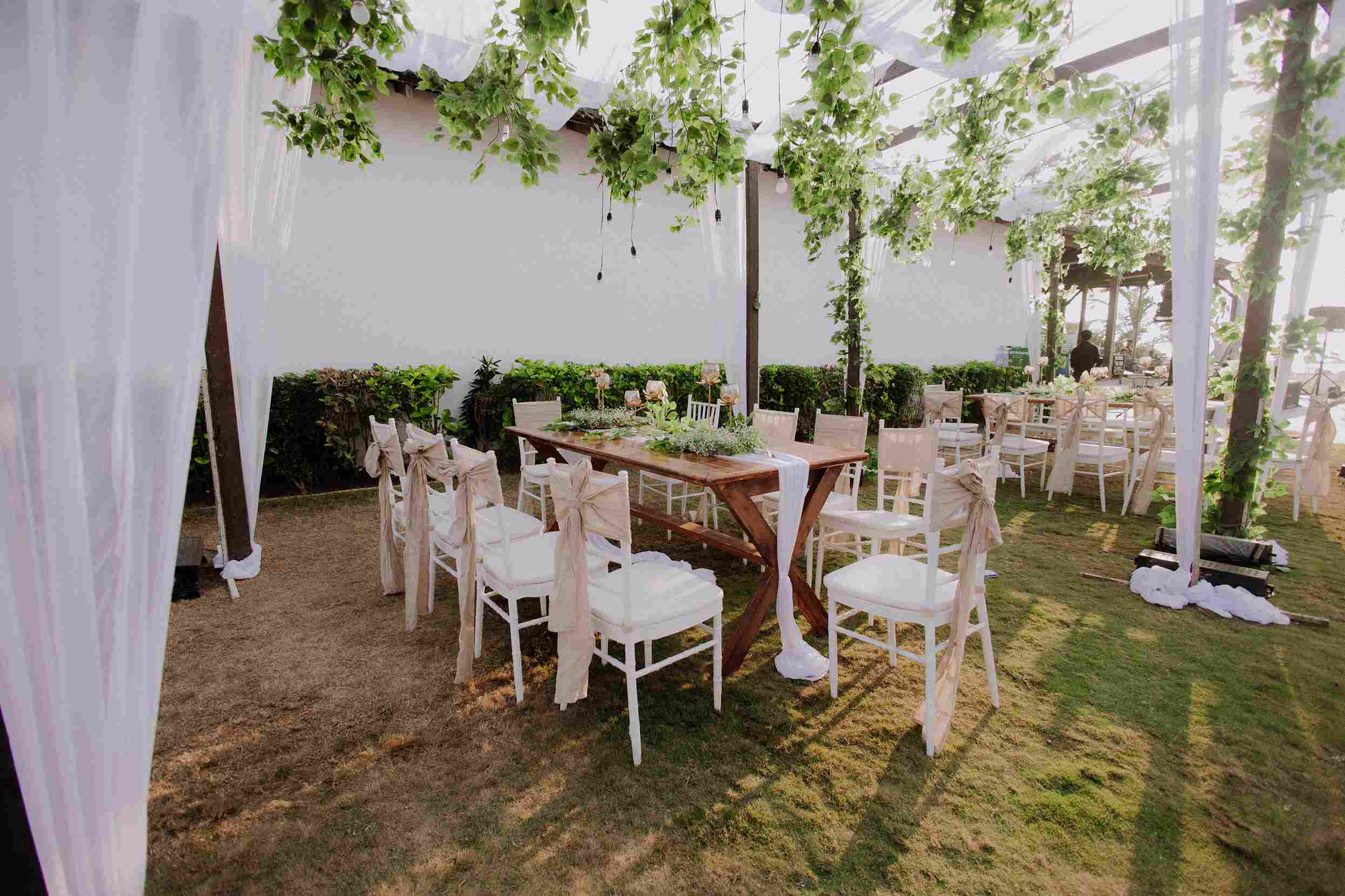 For the ceremony and reception, they chose a minimalist approach to decor