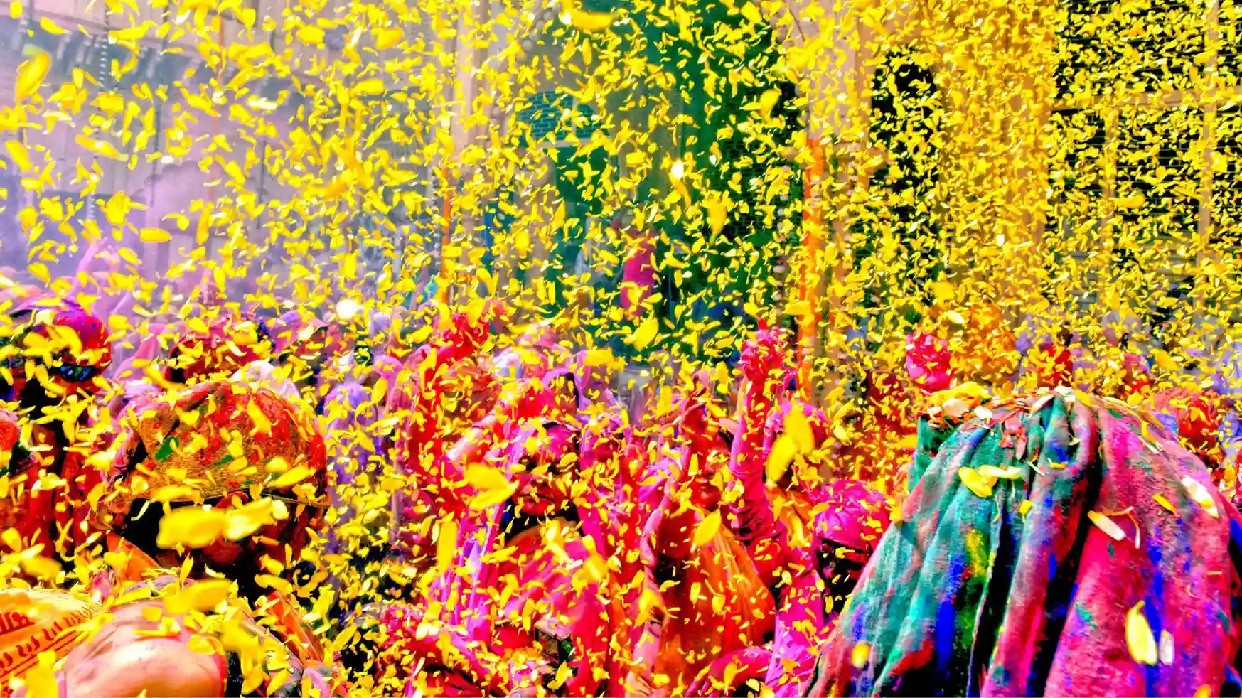 In Vrindavan, the birthplace of Lord Krishna, Holi is celebrated with flowers