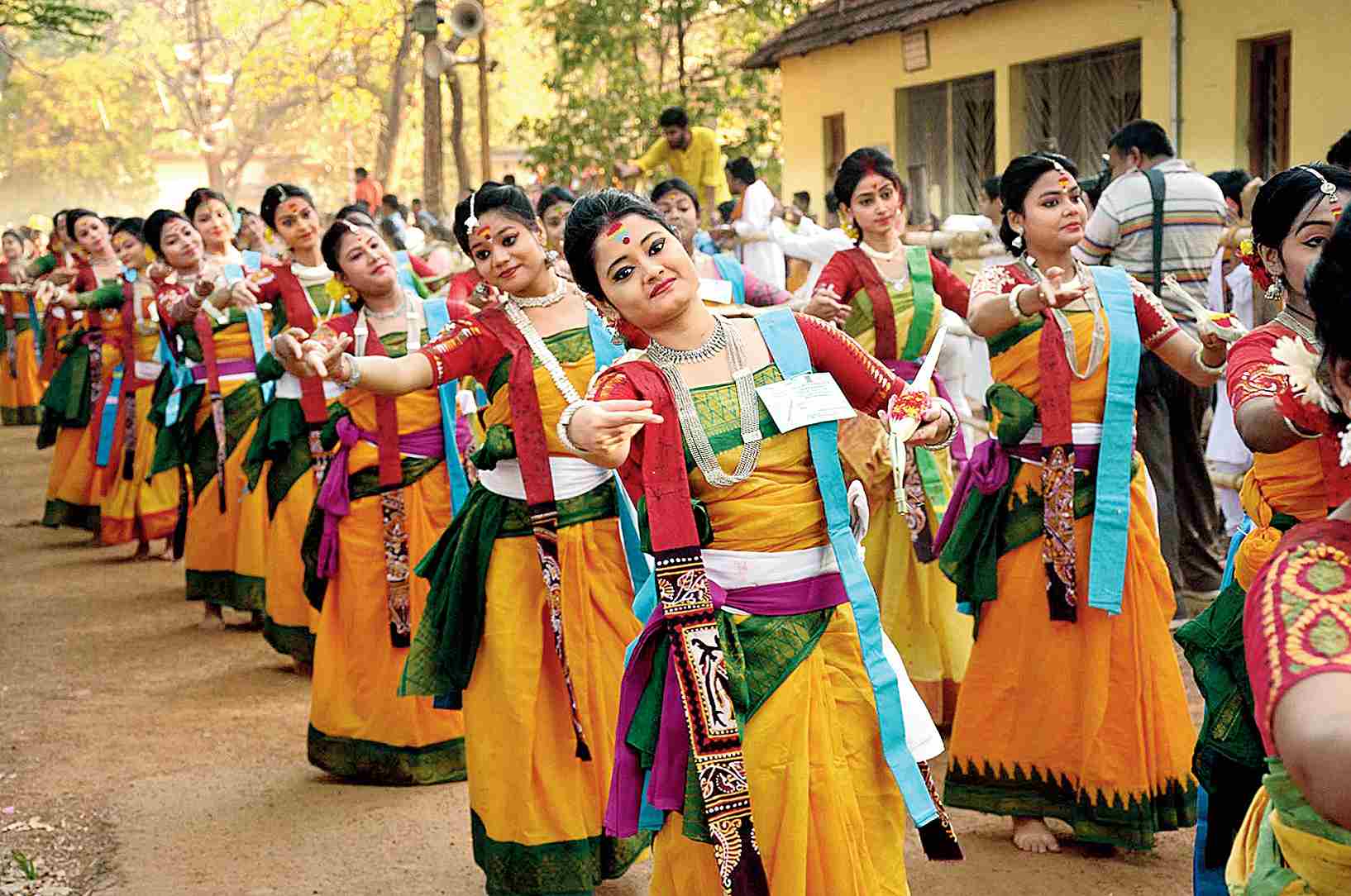 Holi is celebrated as Basanta Utsav in Shantiniketan, West Bengal