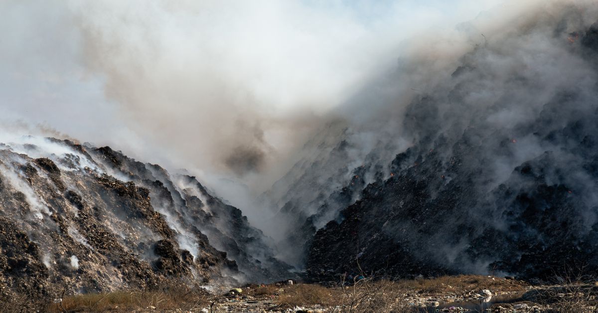 heaps of trash being burnt
