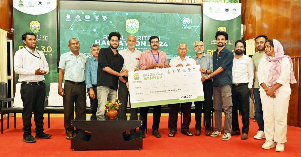 Ashin and the team winning the Hackathon