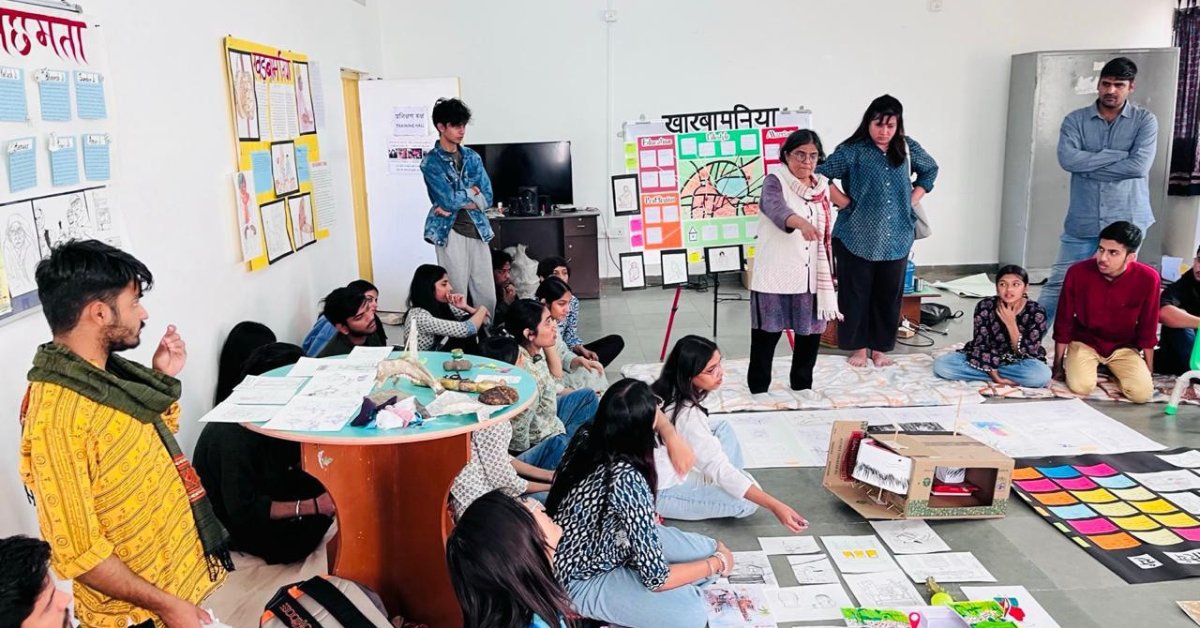 At Vikalpdesign, Lakshmi mentors students to co-create health visuals by immersing in rural realities and community dialogue.