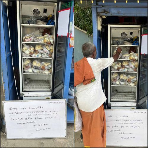 Ayyamittu Unn is a project where people place a community fridge and anyone can leave spare edible food.