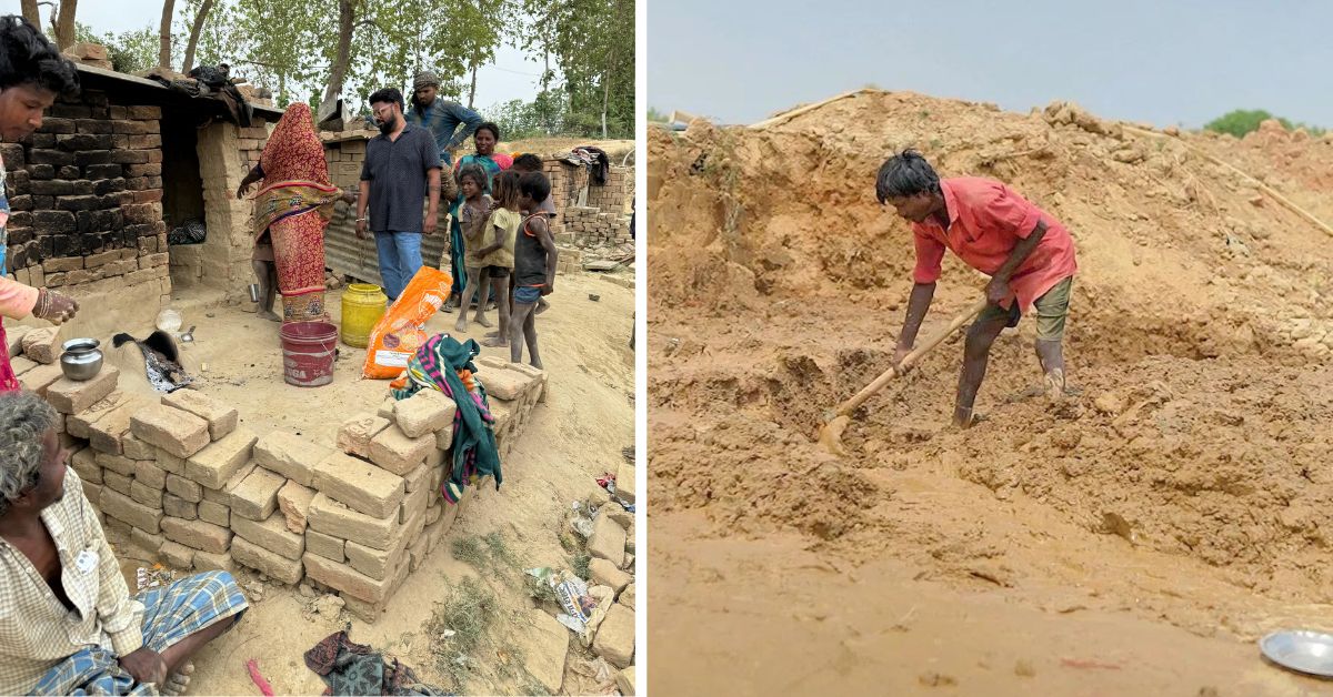 The labourers working at the brick kilns of Uttar Pradesh often have to walk for miles in the scorching heat for water 