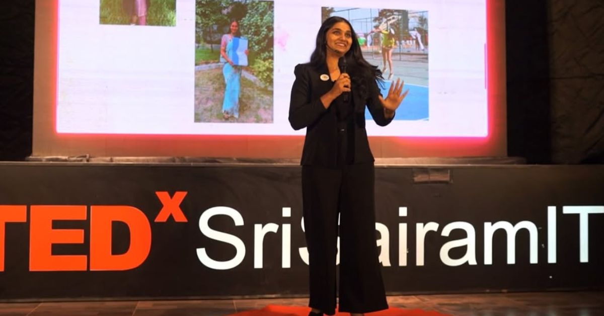 Shalini rendering a TED talk