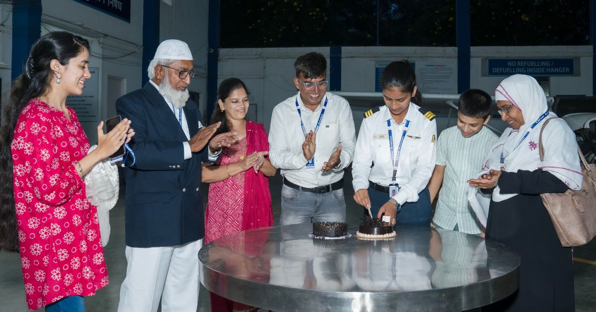 Samaira celebrating her success with her family