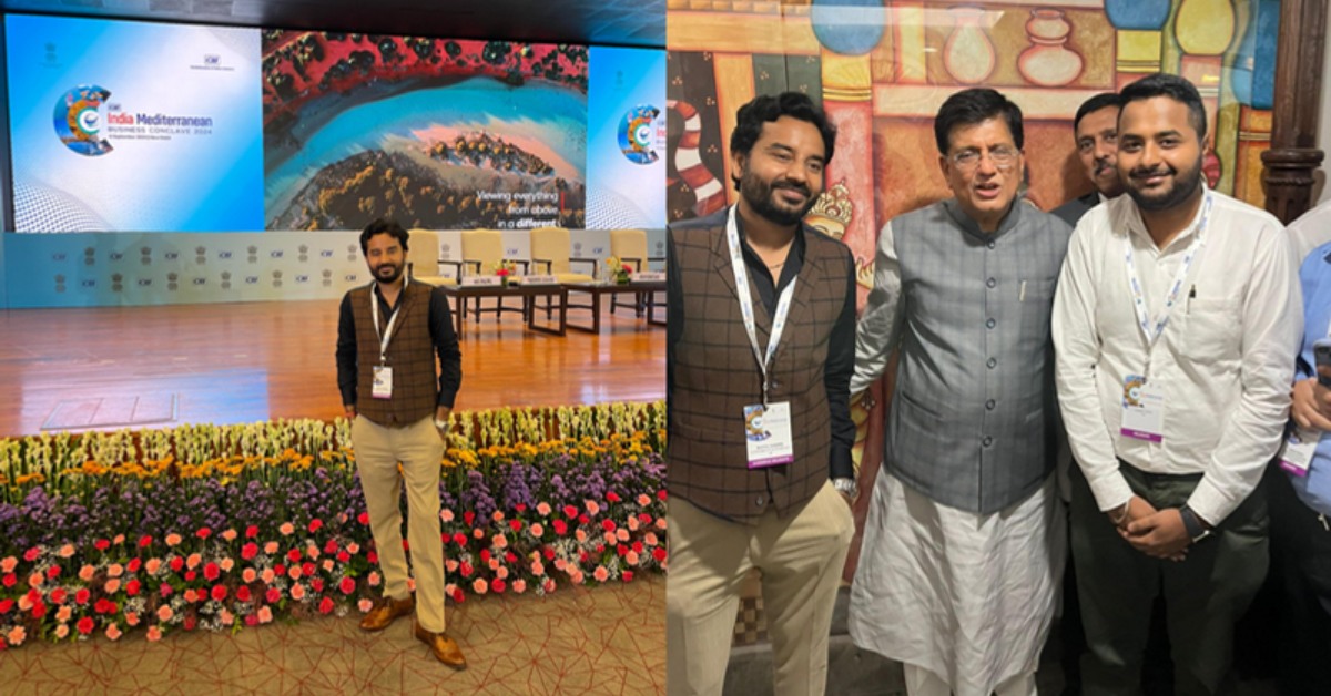 Dr. Ashish Sharma with Hon. Shri Piyush Goyal, Union Minister of Commerce & Industry, at the India-Mediterranean Business Conclave 2024, discussing India’s role in building sustainable, strategic economic corridors.