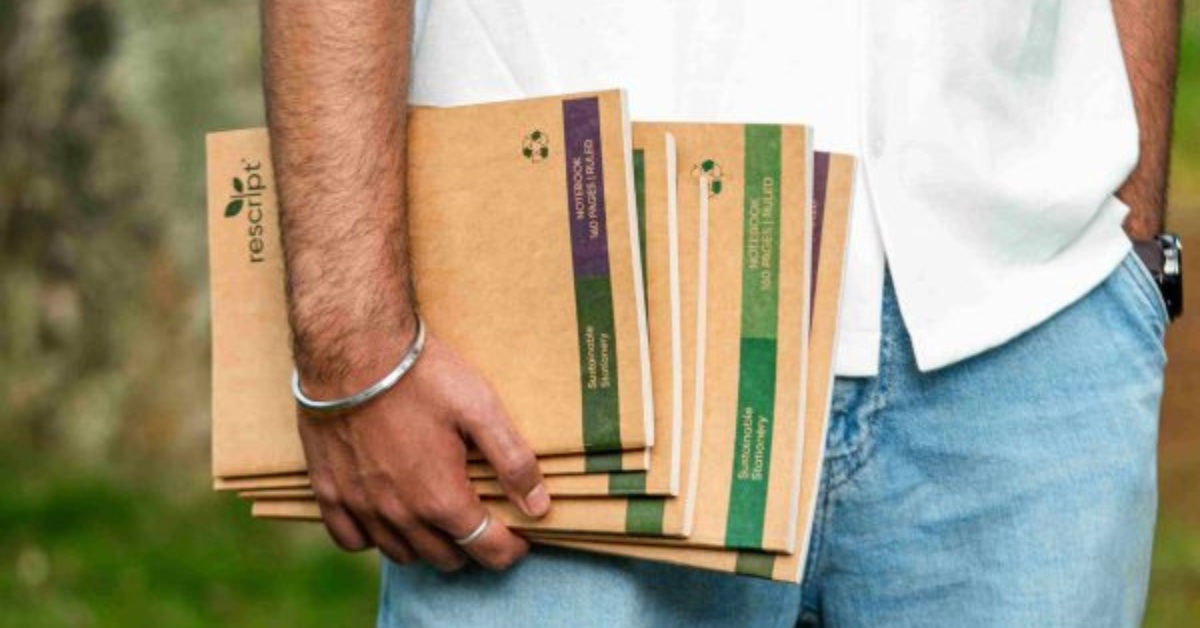 Rescript uses recycled paper to make stationery items like notebooks and journals