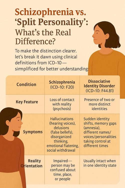 One might confuse schizophrenia with having a split personality.