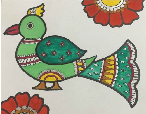 Use felt-tip pens or watercolours to bring out the true essence of Madhubani painting; Picture source: Pinterest