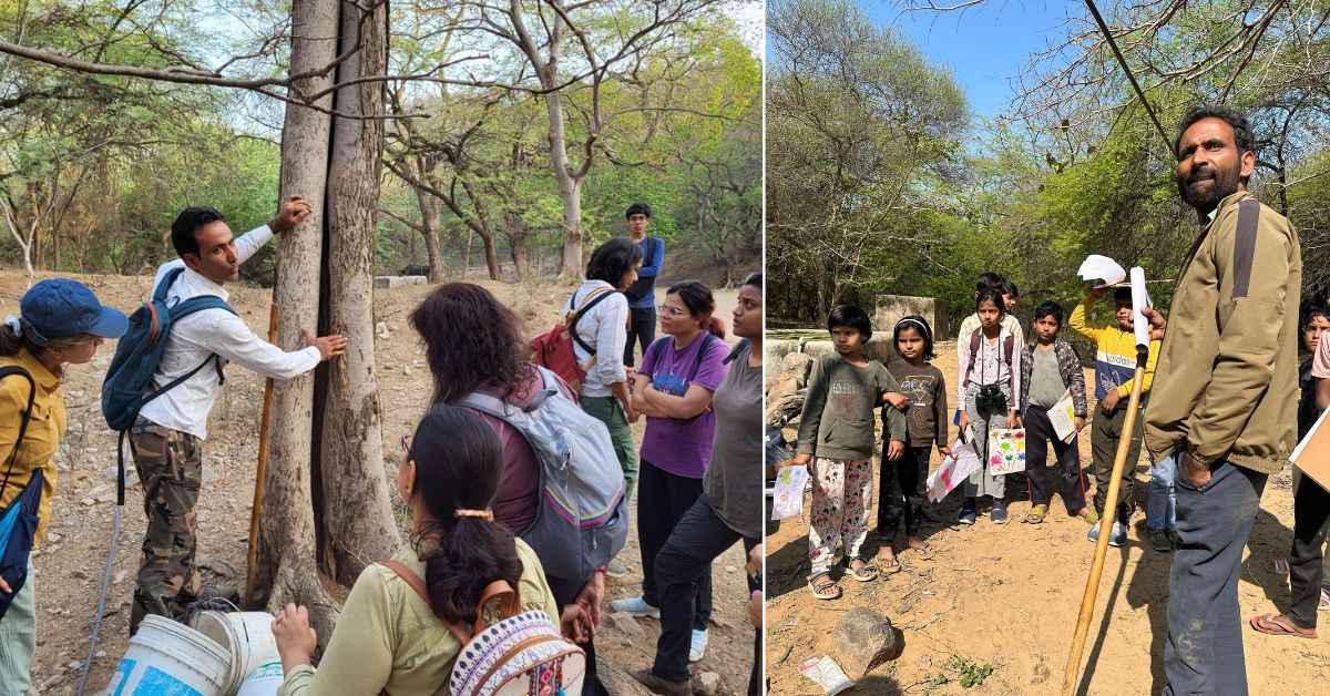 Sunil Harsana conducts nature walks in the Mangar Bani forest where he treats children to explanations of the wonders of nature