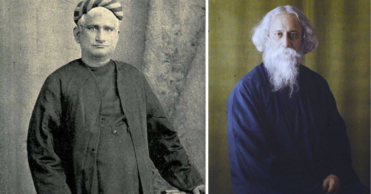 Bankim Chandra Chattopadhyay (L) and Rabindranath Tagore (R) are the legends behind the composition of Vande Mataram