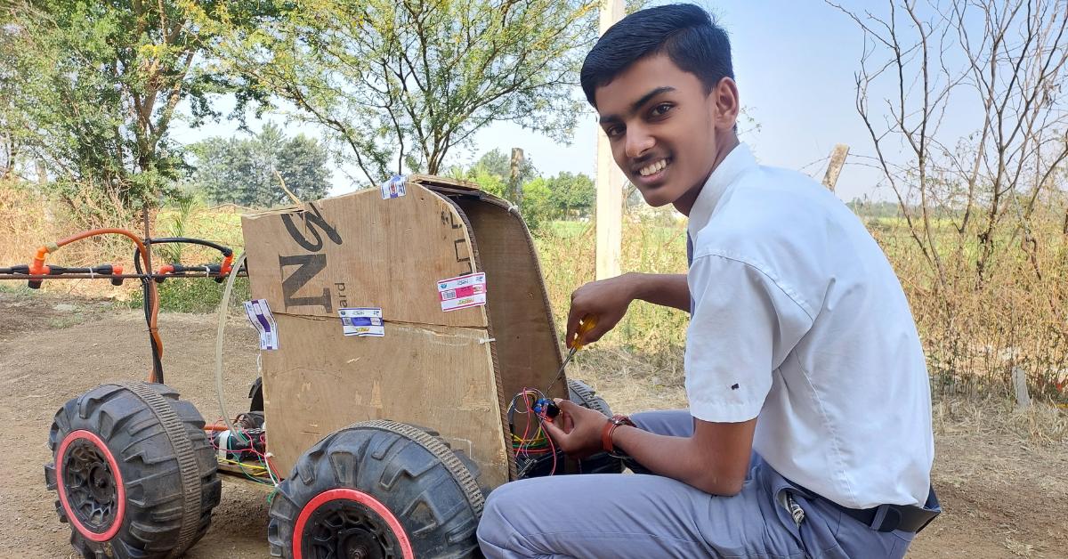Aditya plans to make KrushiBot more adaptable so farmers can just swap out the tyres or change the nozzle before using it on their fields