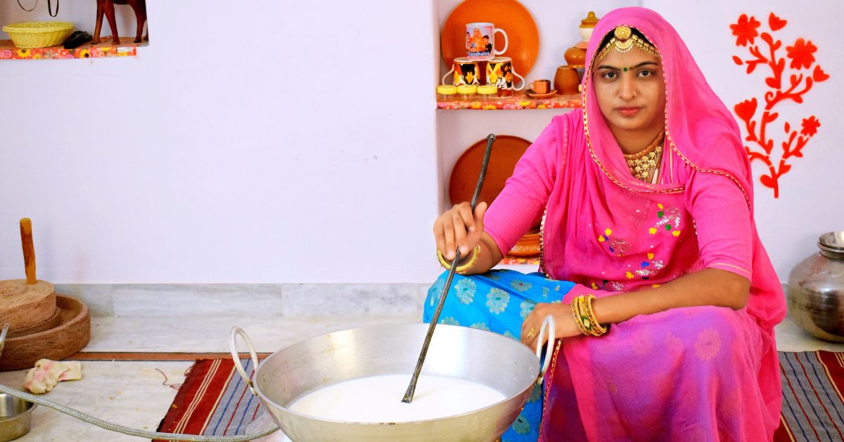 Kaushalya cooking in her kitchen