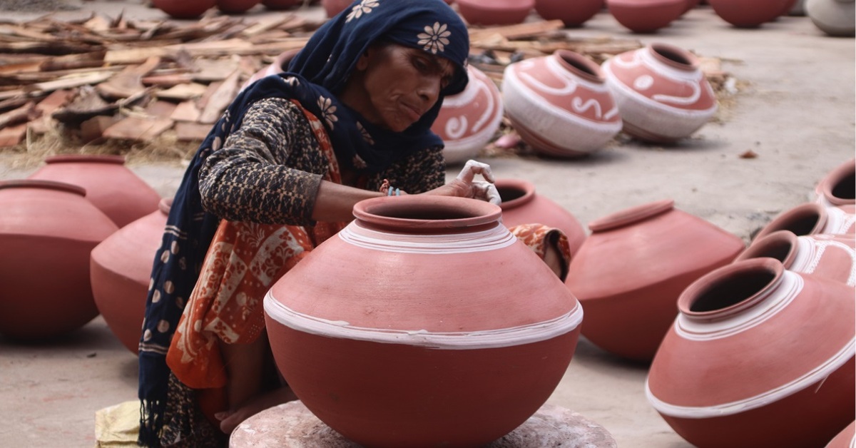 Clay pots are meticulously crafted using ancient methods and reflect the rich cultural heritage of India.
