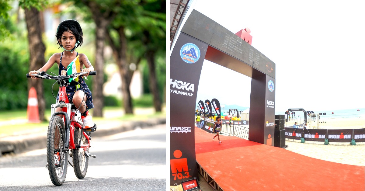The ironkid includes a 100 metre swim, five kilometre bike ride and a one kilometre run.