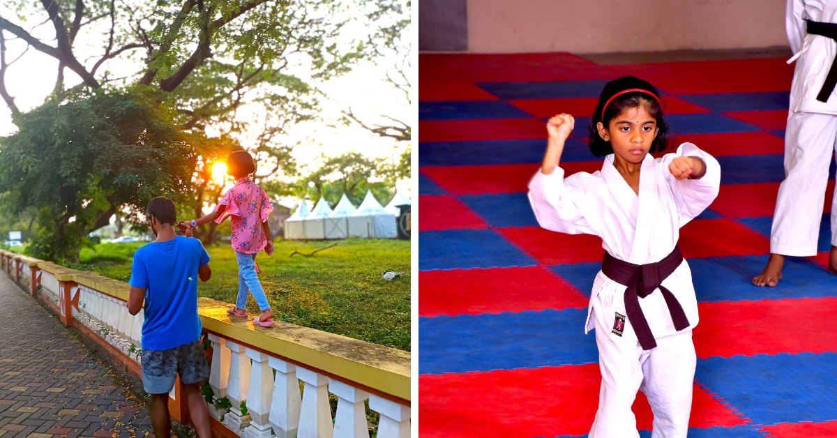 Ridhya trains for Karate with her father and got her black belt at the age of 5.