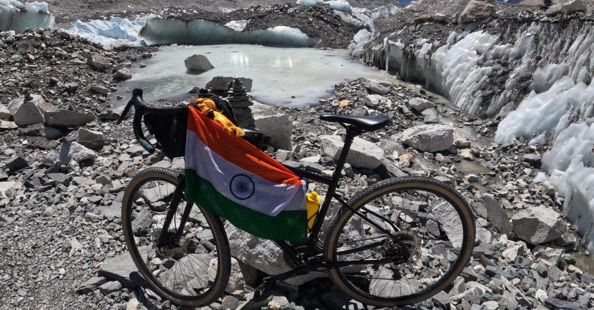 Jyotishko Biswas cycled all the way to Everest Base Camp.