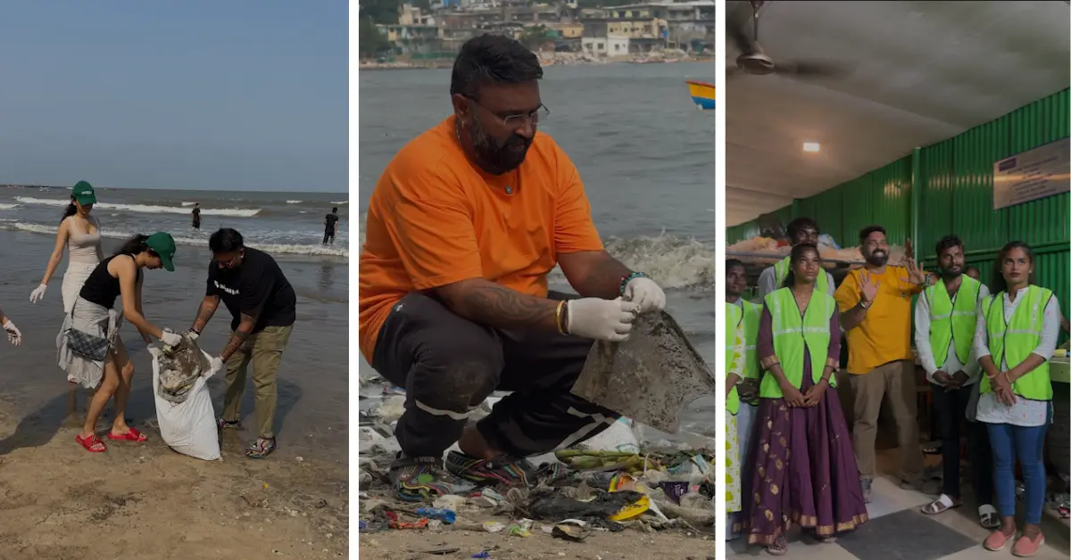 The plastic used includes everything from bottle caps to fishing nets.
