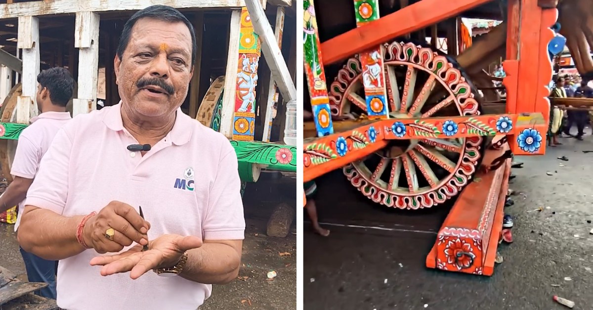Each chariot weighs over 40 tonnes and is made freshly every year using wood like phassi and sal.