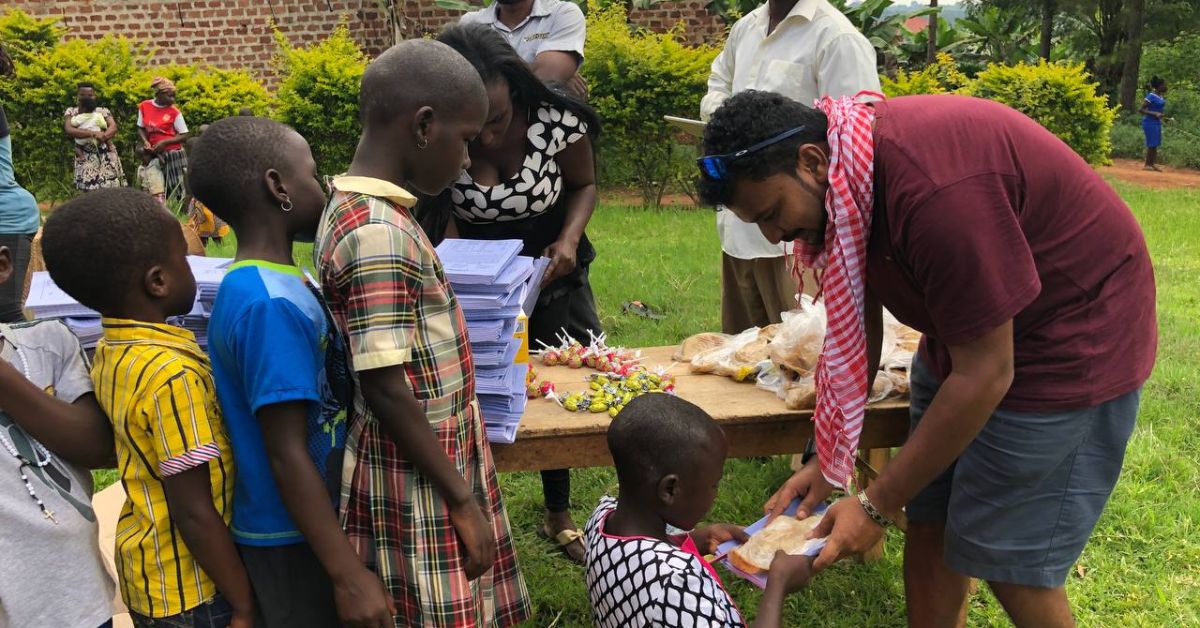 Joshuva carries food supplies and necessary provisions for the communities he might meet while he is on his journey across the world 