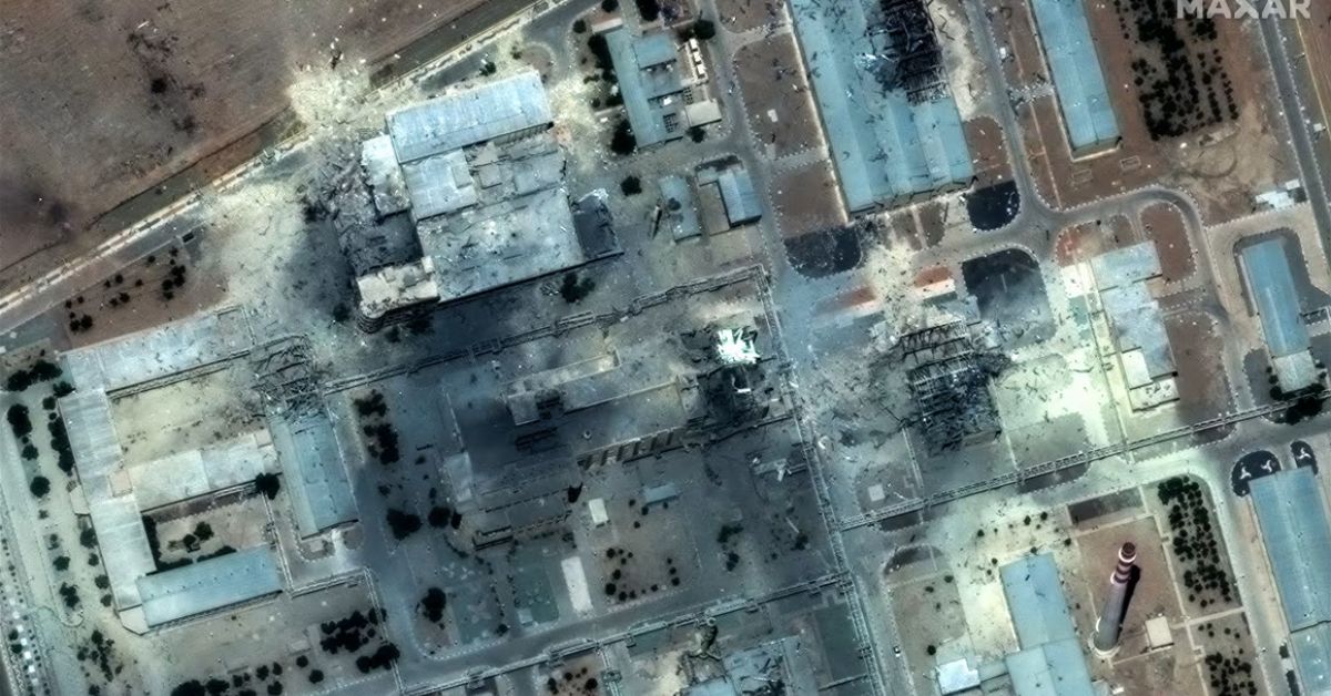 A satellite image shows the Isfahan Nuclear Complex after US strikes on the site. Maxar Technologies via CNN