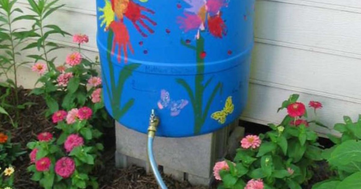Let kids paint their water butt with bright colours, flowers, insects, or their favourite garden animals; Picture source: Princeton Hydro