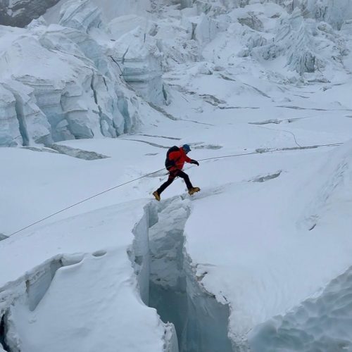 The Khumbu Icefall section was one of the toughest challenges Aritra faced during the climb.