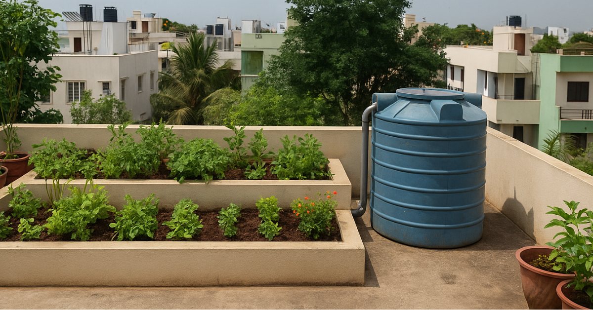 Indian homes are integrating terrace gardens with rainwater harvesting to combine sustainability and food production.