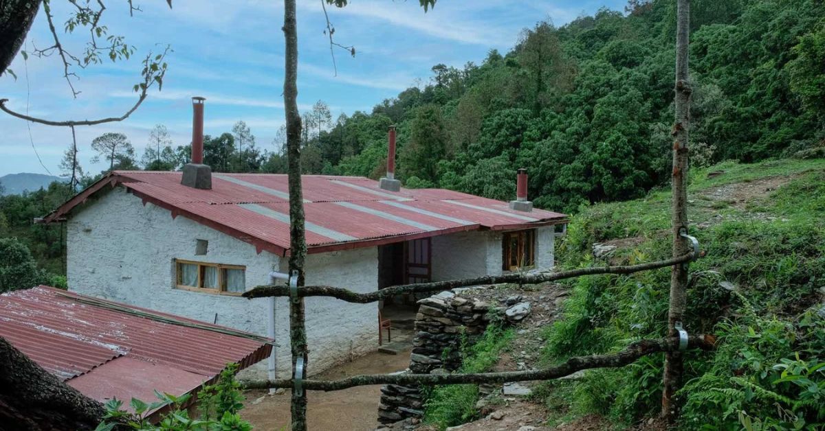 The farm house is built using local architectural techniques with stone, wood, and mud