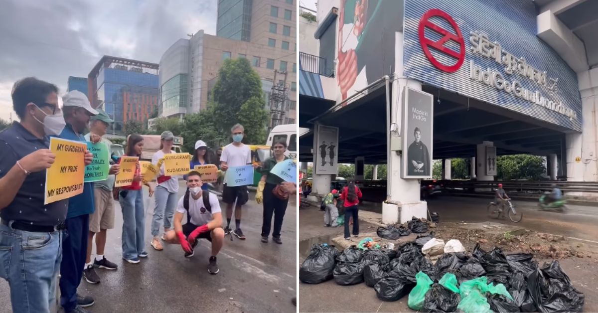 The cleanup drive at Gurugram's Guru Dronacharya metro station on August 24.
